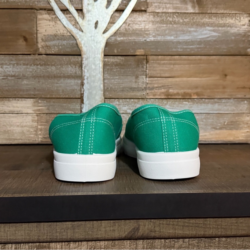 Classic Green Canvas Slip-On Sneakers - Women's Casual Shoe - Picture 5 of 9